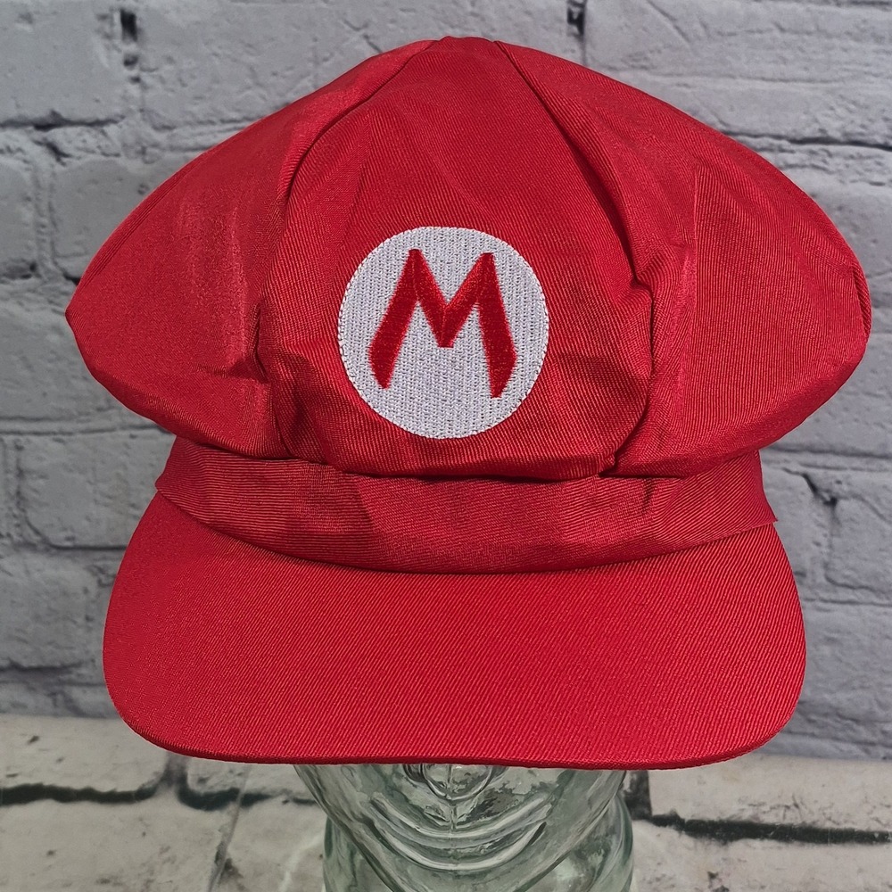 Super Mario Bros Mario Hat Newsboy Red Cap Cosplay Costume Adult Size/Fits Most